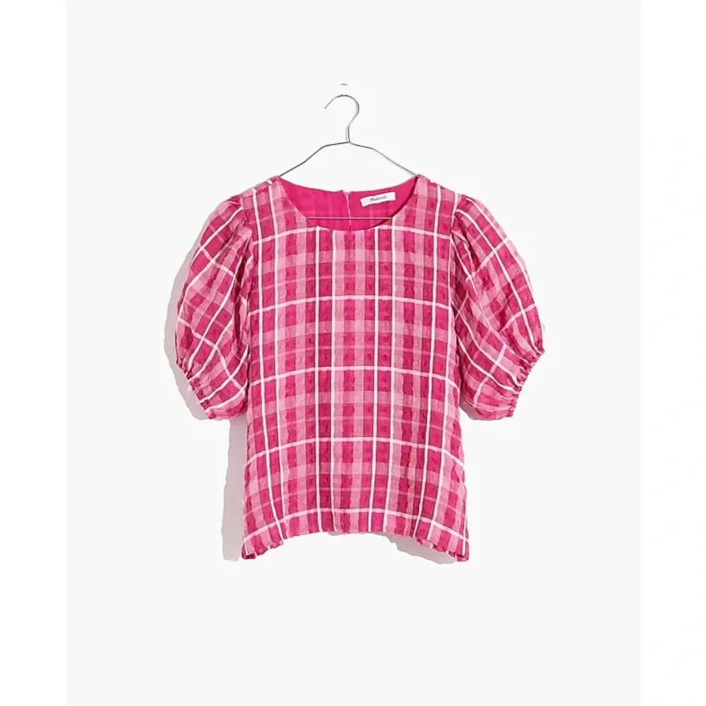 Madewell Plaid Puff Sleeve Top